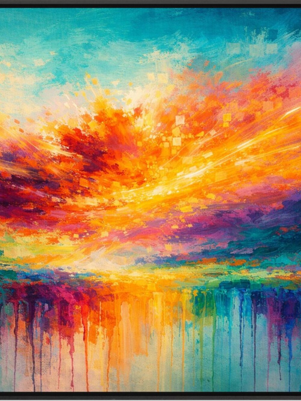 Abstract Sunset Wall Art Print Orange Blue 36x24 Modern Home Decor